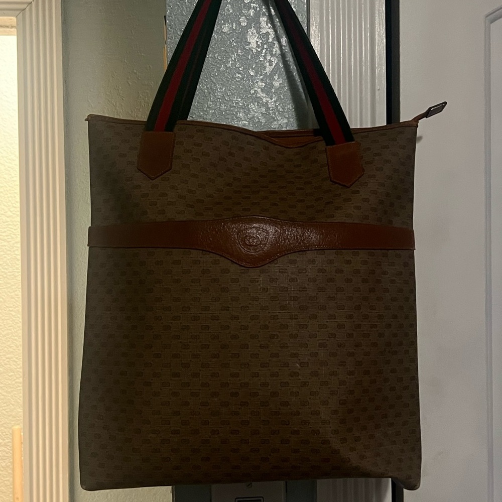 Brown Gucci Tote Bag with Leather Accents